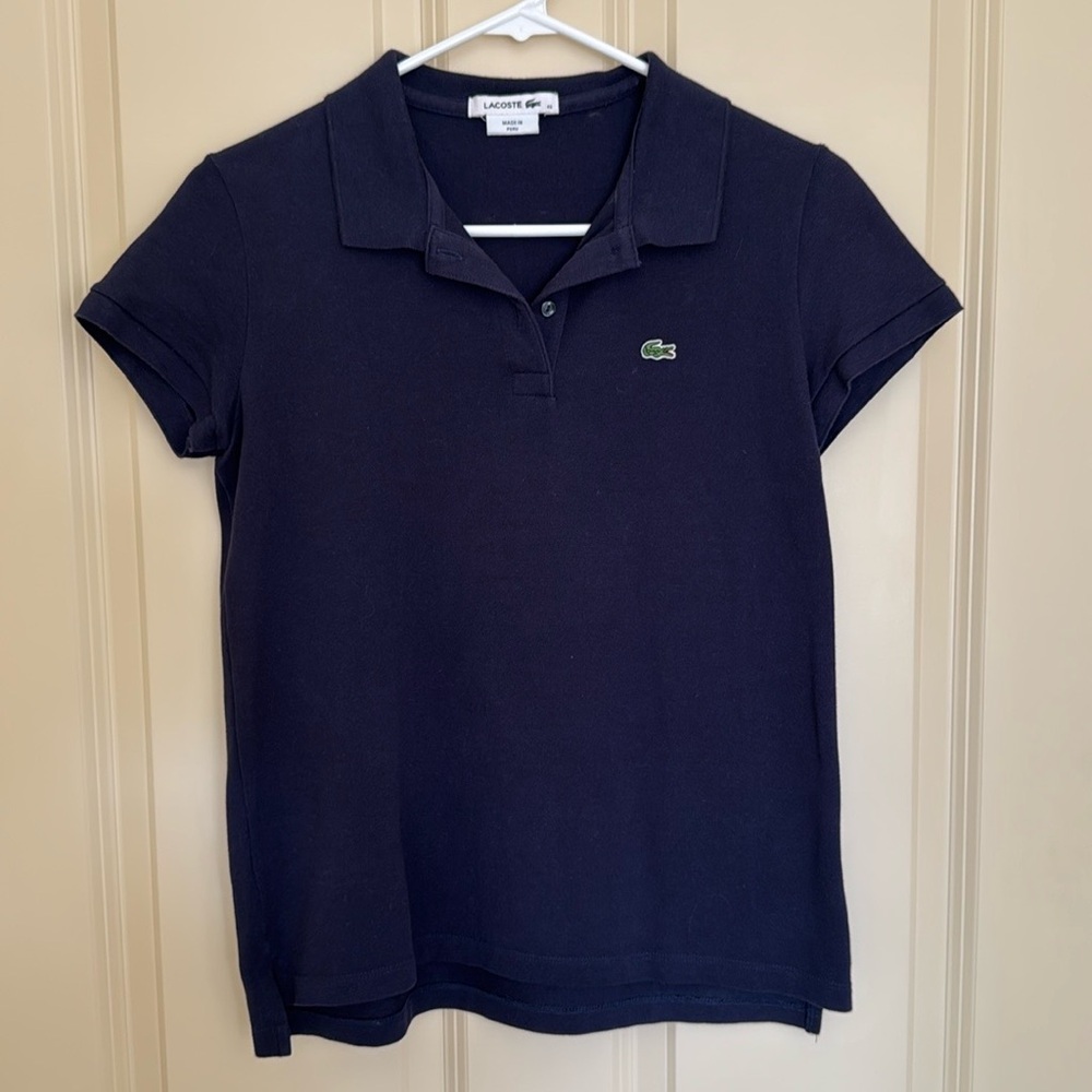 Vintage Lacoste polo shirt 1970’s dark blue size small!